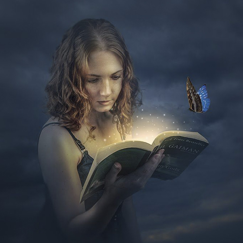 A Beautiful Girl Reading A Book After Image Retouching Services