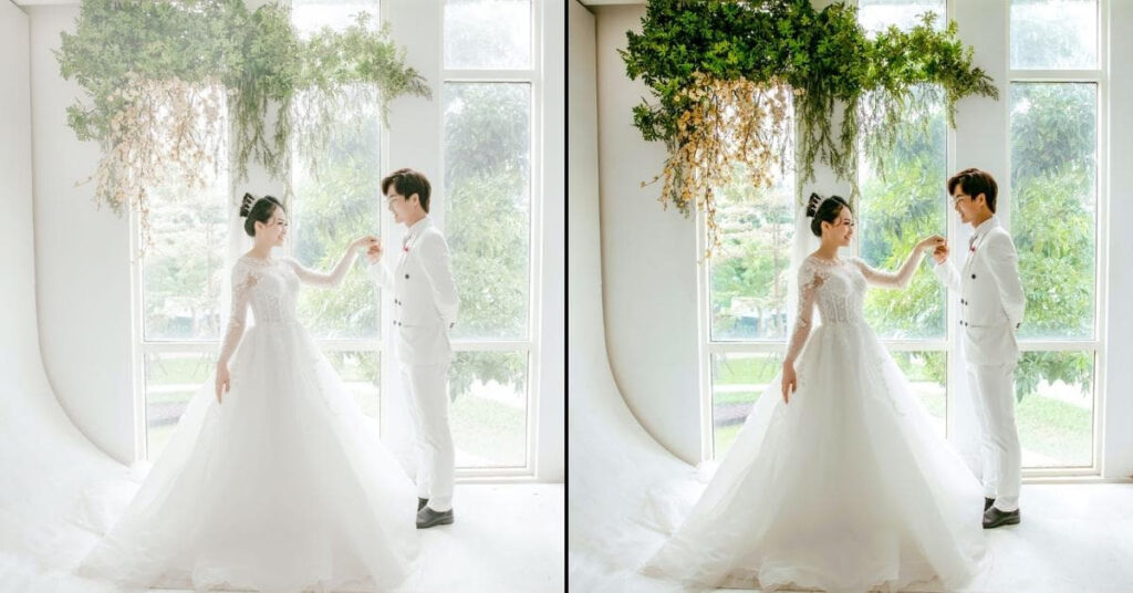 A Wedding Portrait Before and After HDR Photo Editing