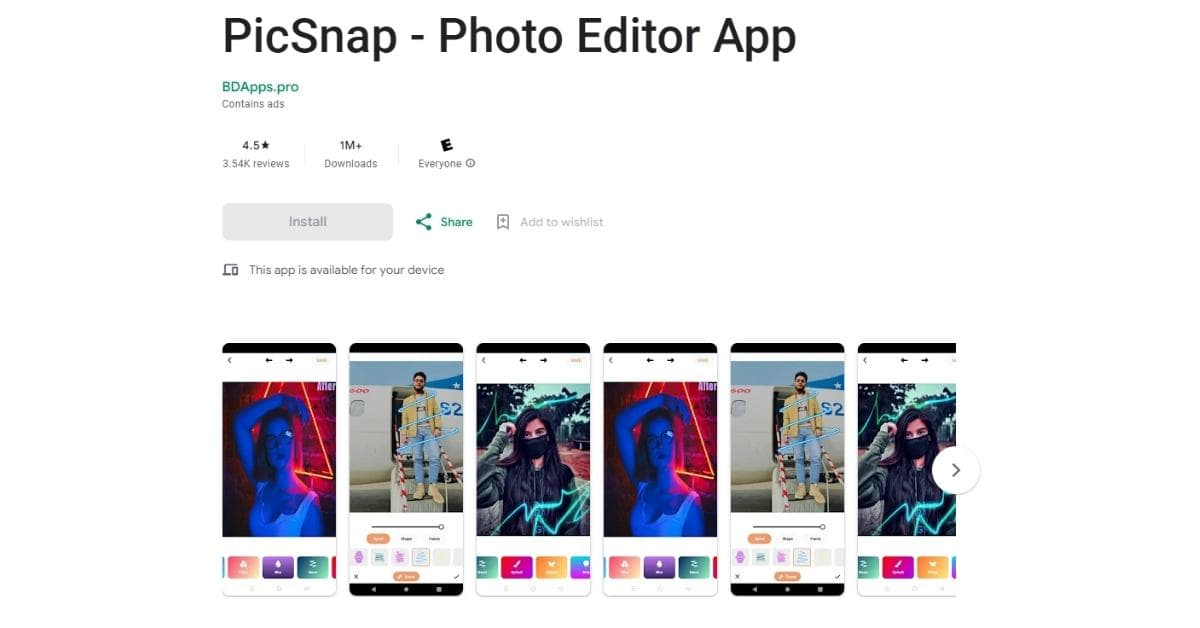 Picsnap Photo Editor App