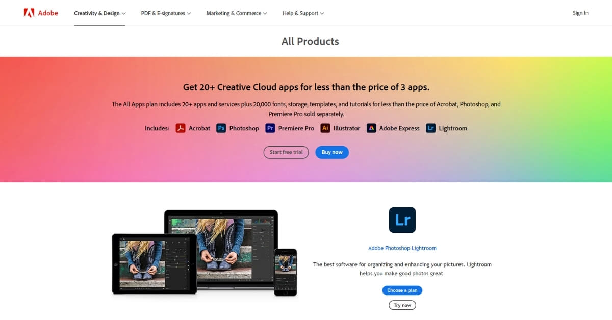 Adobe Photo Editing Software